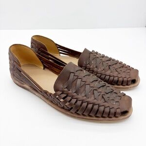 Nisolo Brown Woven Leather Huarache Sandals
